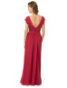 Slim V Neck Burgundy Pleated Chiffon Bridesmaid Dress With Sash